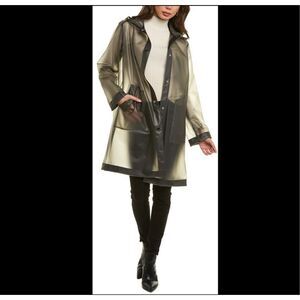 JANE POST $375 Translucent Rain Jacket Smoke Women’s Medium NWT